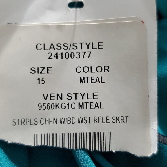 City Triangles Strapless Chiffon Ruffle Dress in Teal Size 15 NWT - Picture 15 of 15